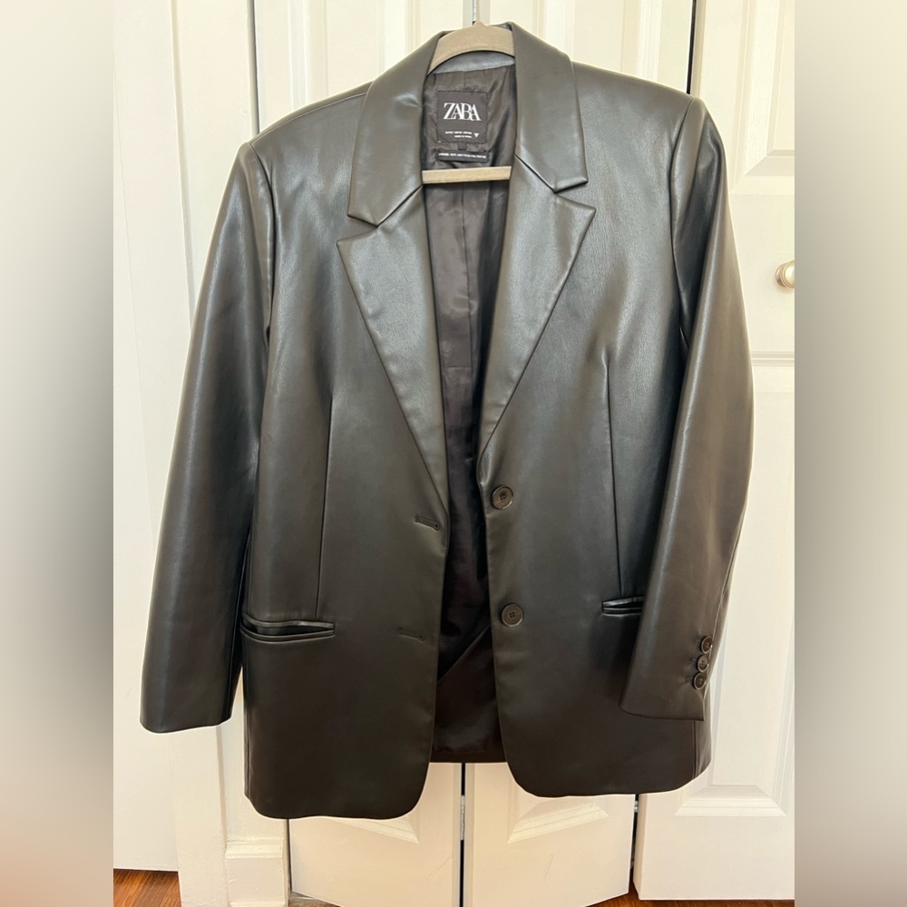 Zara Faux Leather Blazer